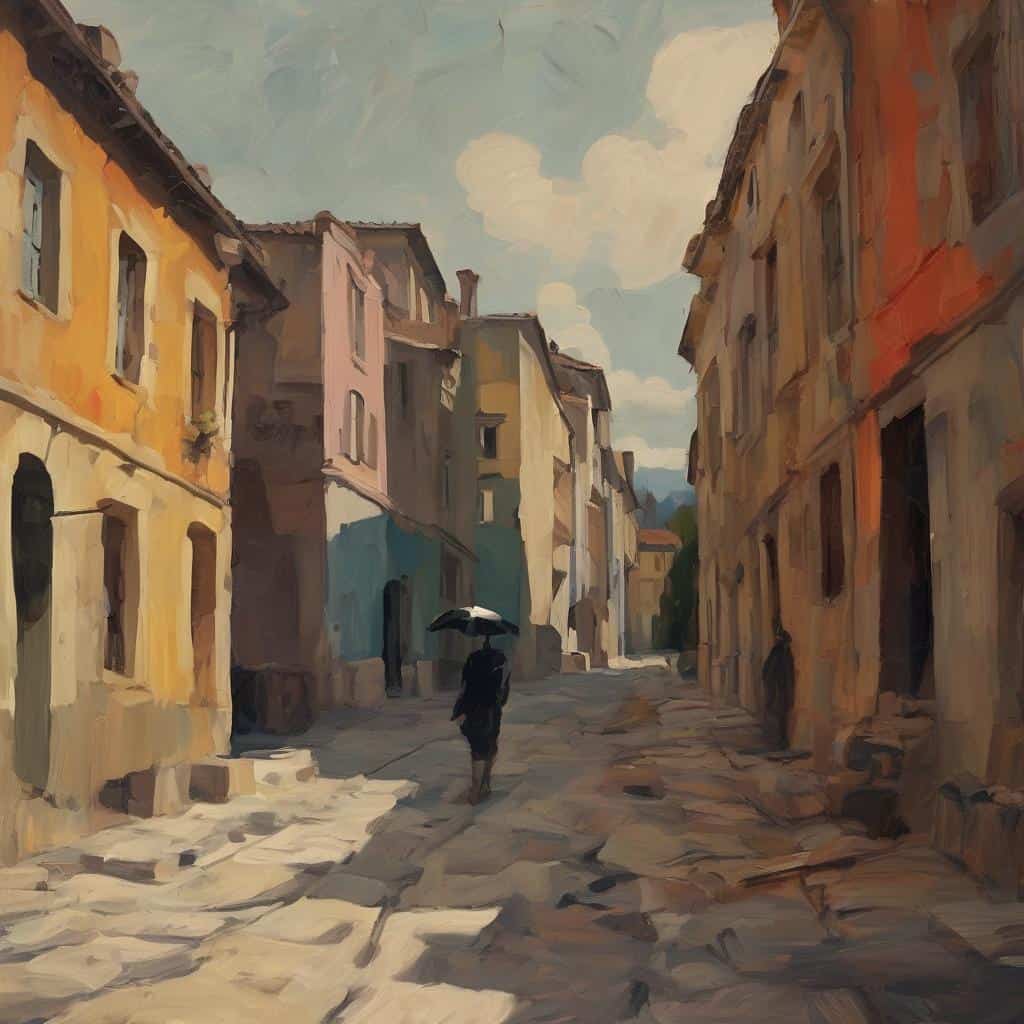 Παραδοσιακά σπίτια στην παλιά πόλη, πολιτισμός και τέχνη στην ελληνική κουλτούρα.